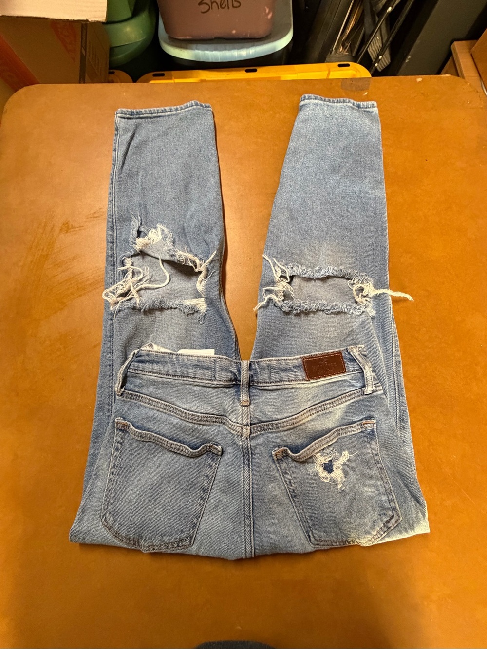 Hollister Light Blue Denim Jeans with Brown Patch